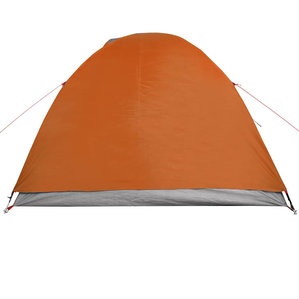 Kuppeltelt For Camping 4 Personer Grå Og Oransje Vanntett