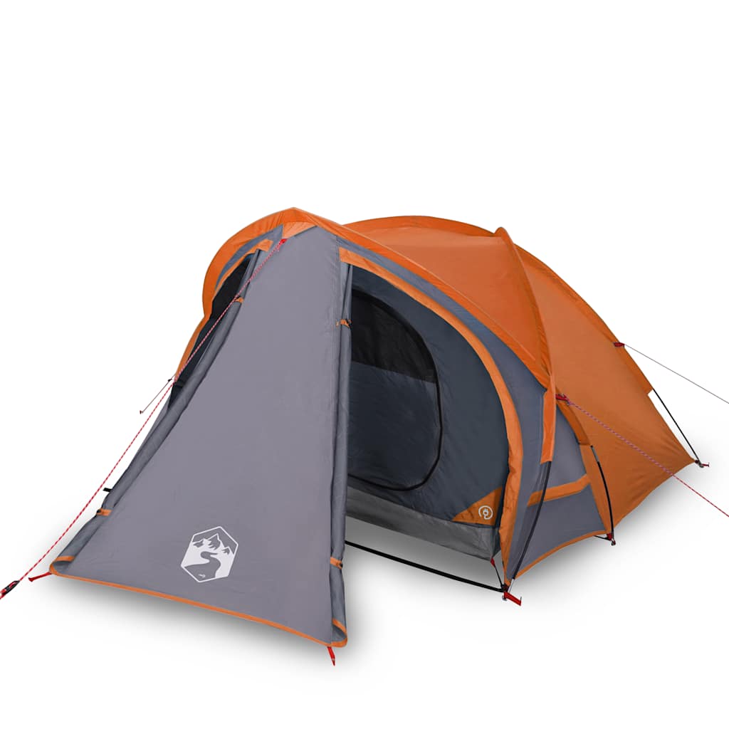 Kuppeltelt For Camping 2 Personer Grå Og Oransje Vanntett