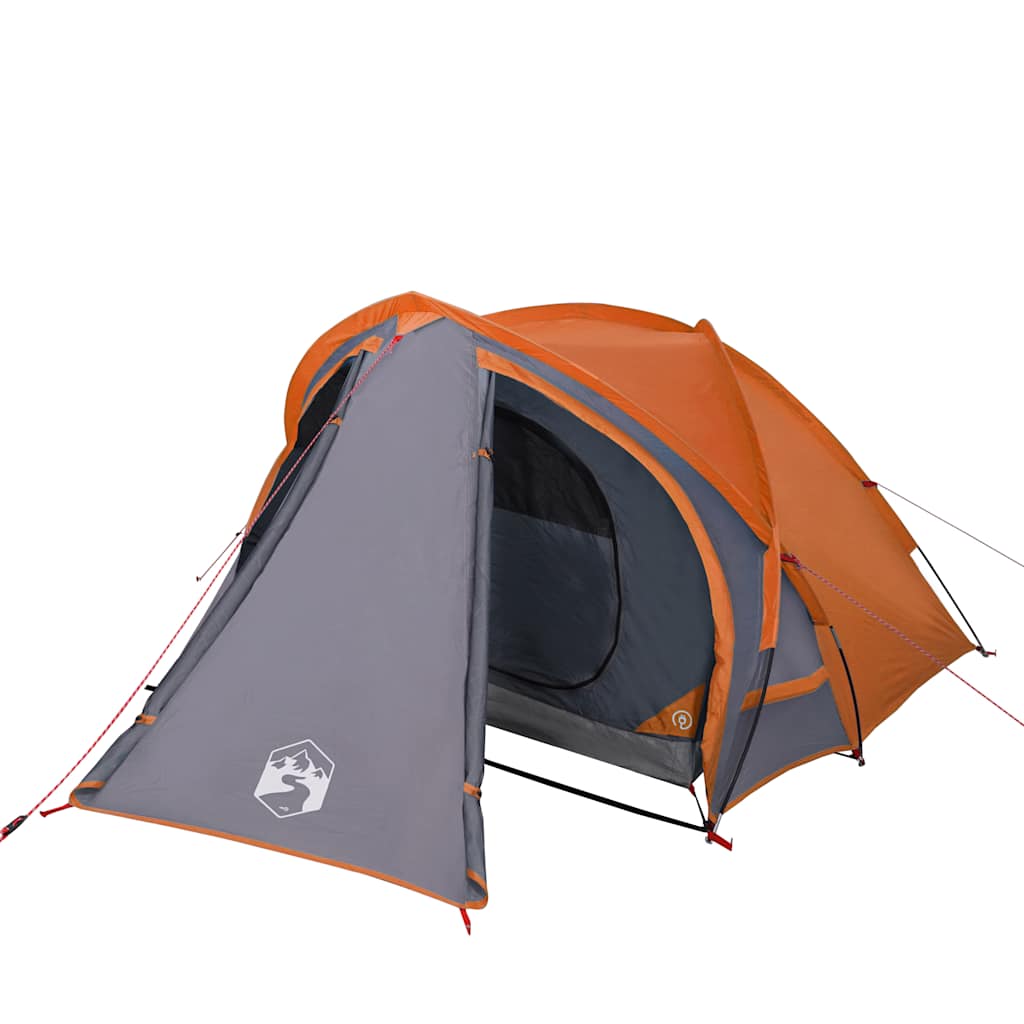 Kuppeltelt For Camping 2 Personer Grå Og Oransje Vanntett