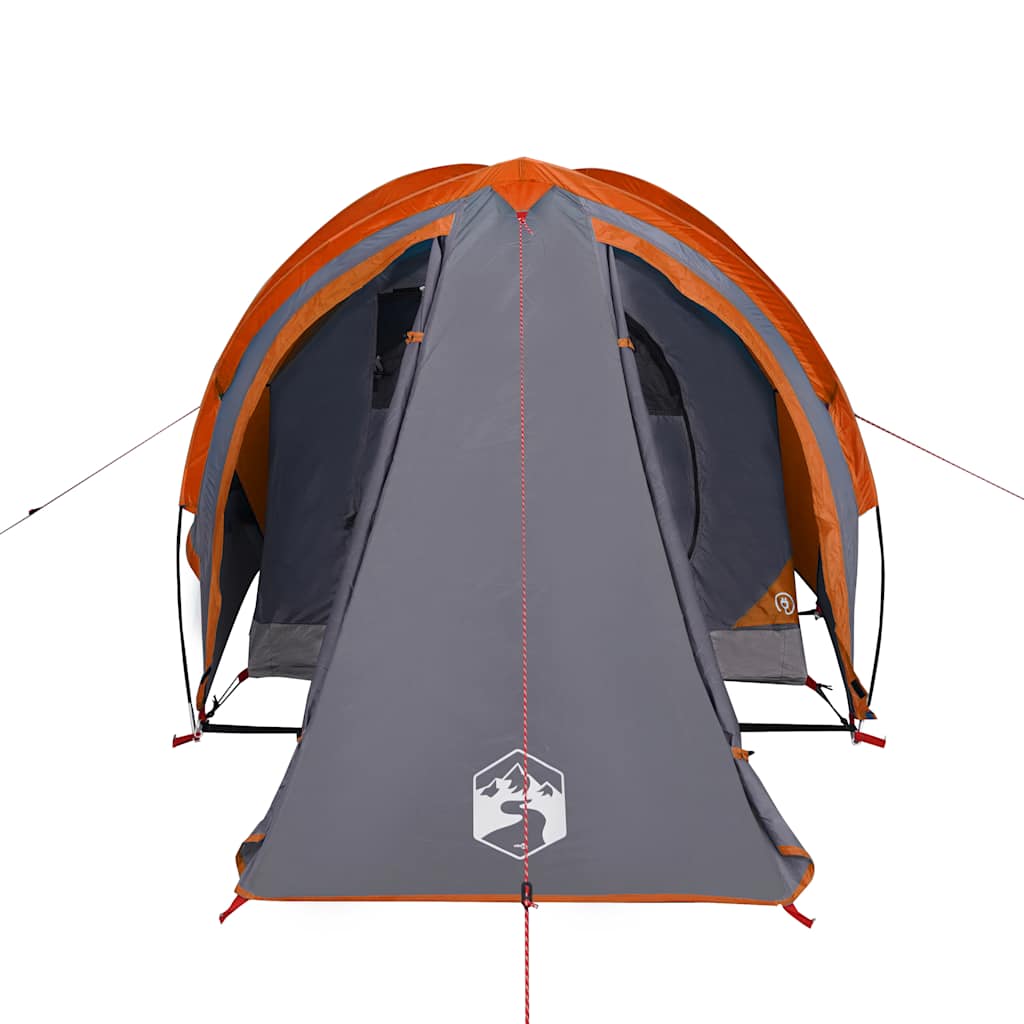 Kuppeltelt For Camping 2 Personer Grå Og Oransje Vanntett