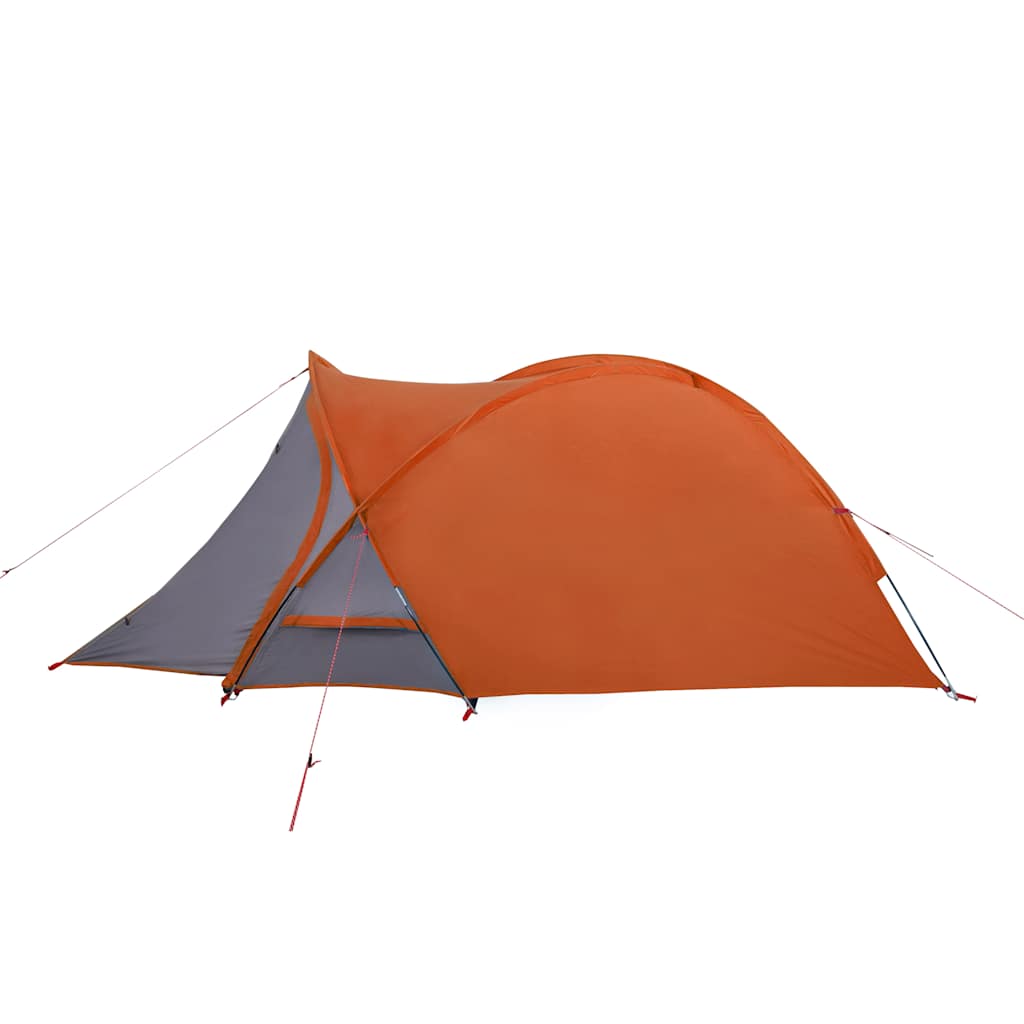 Kuppeltelt For Camping 2 Personer Grå Og Oransje Vanntett