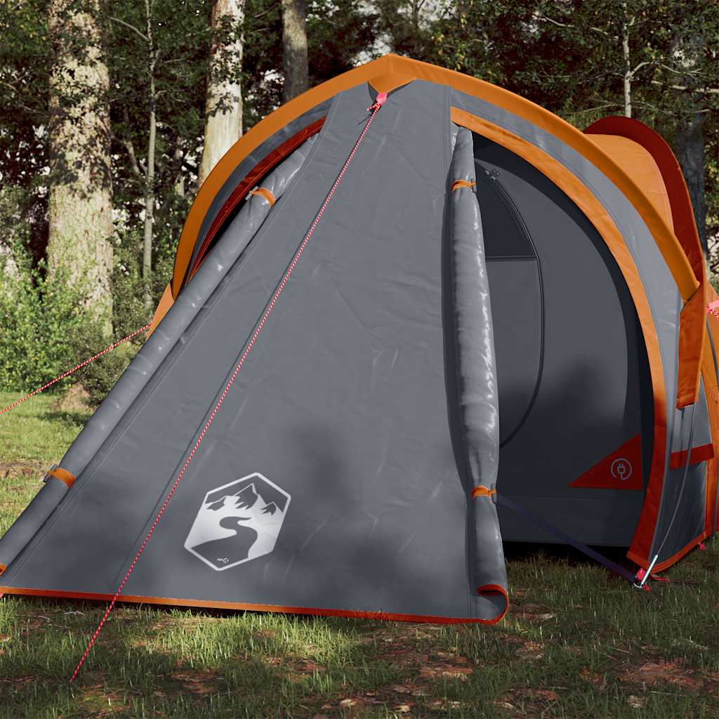 Kuppeltelt For Camping 2 Personer Grå Og Oransje Vanntett