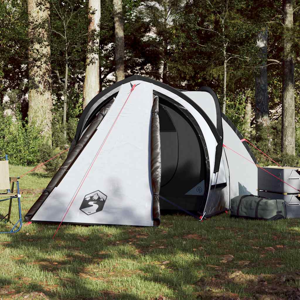 Kuppeltelt For Camping 2 Personer Hvit Blendingsstoff Vanntett