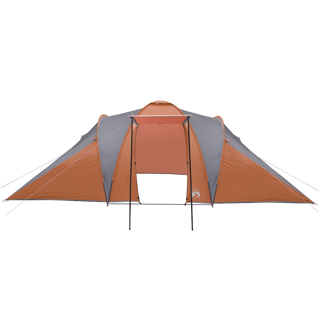 Kuppeltelt For Camping 6 Personer Grå Og Oransje Vanntett