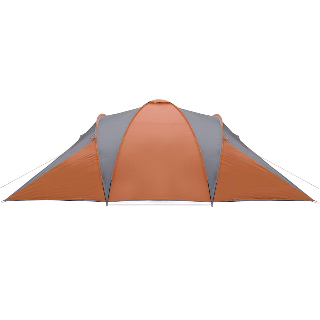 Kuppeltelt For Camping 6 Personer Grå Og Oransje Vanntett