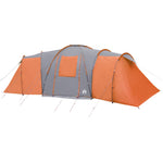 Kuppeltelt For Camping 12 Personer Grå Og Oransje Vanntett