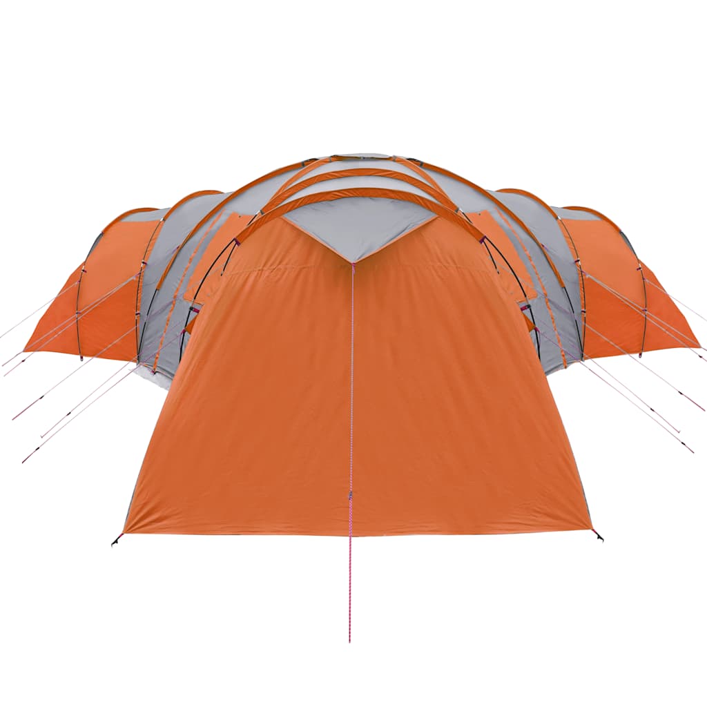 Kuppeltelt For Camping 12 Personer Grå Og Oransje Vanntett