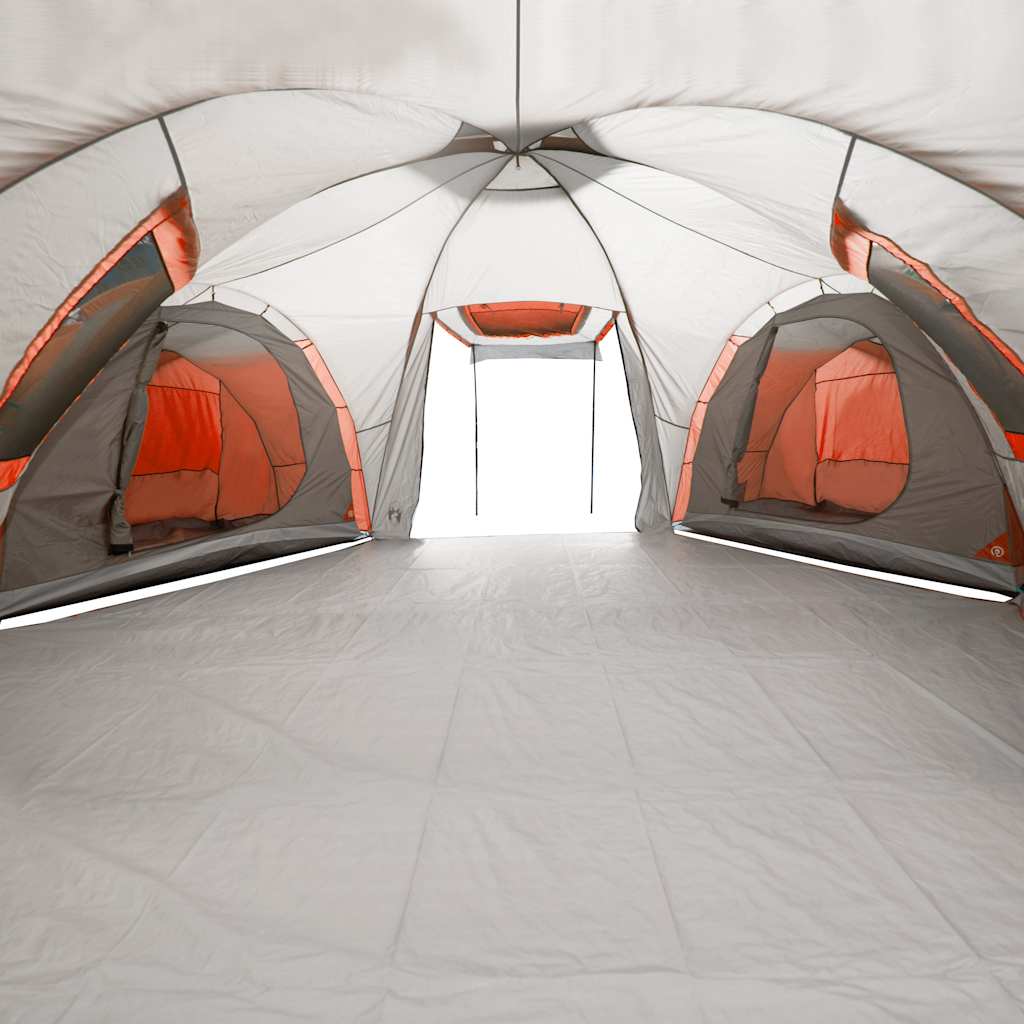 Kuppeltelt For Camping 12 Personer Grå Og Oransje Vanntett