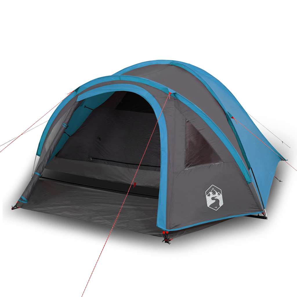 Kuppeltelt For Camping 4 Personer Blå Vanntett