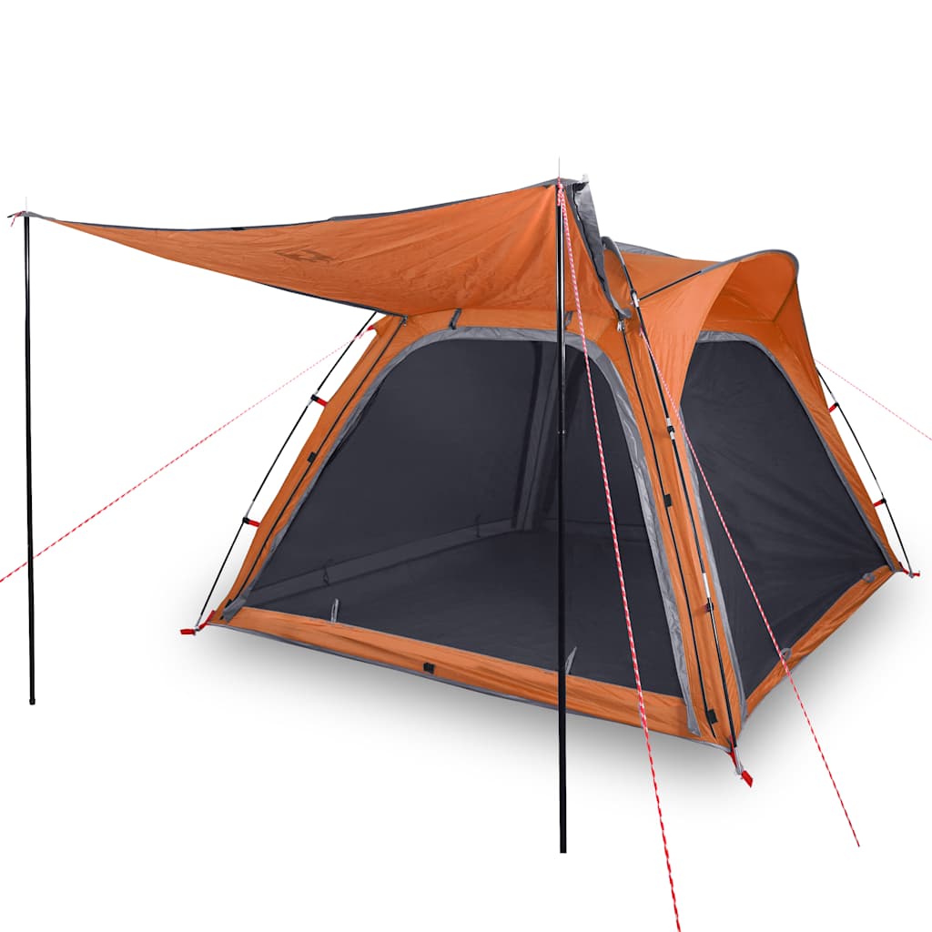 Campingtelt 4 Personer Grå Og Oransje Hurtigutløser Vanntett