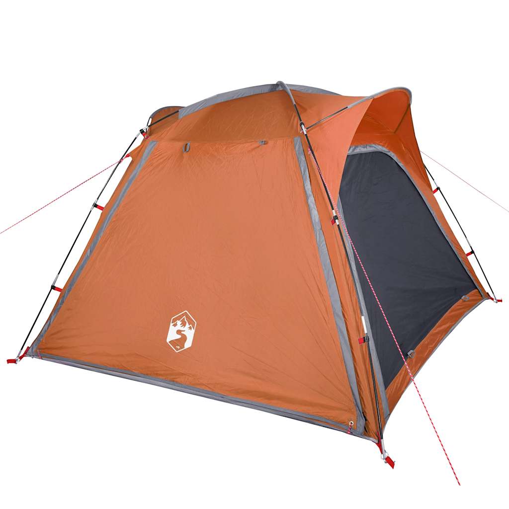 Campingtelt 4 Personer Grå Og Oransje Hurtigutløser Vanntett