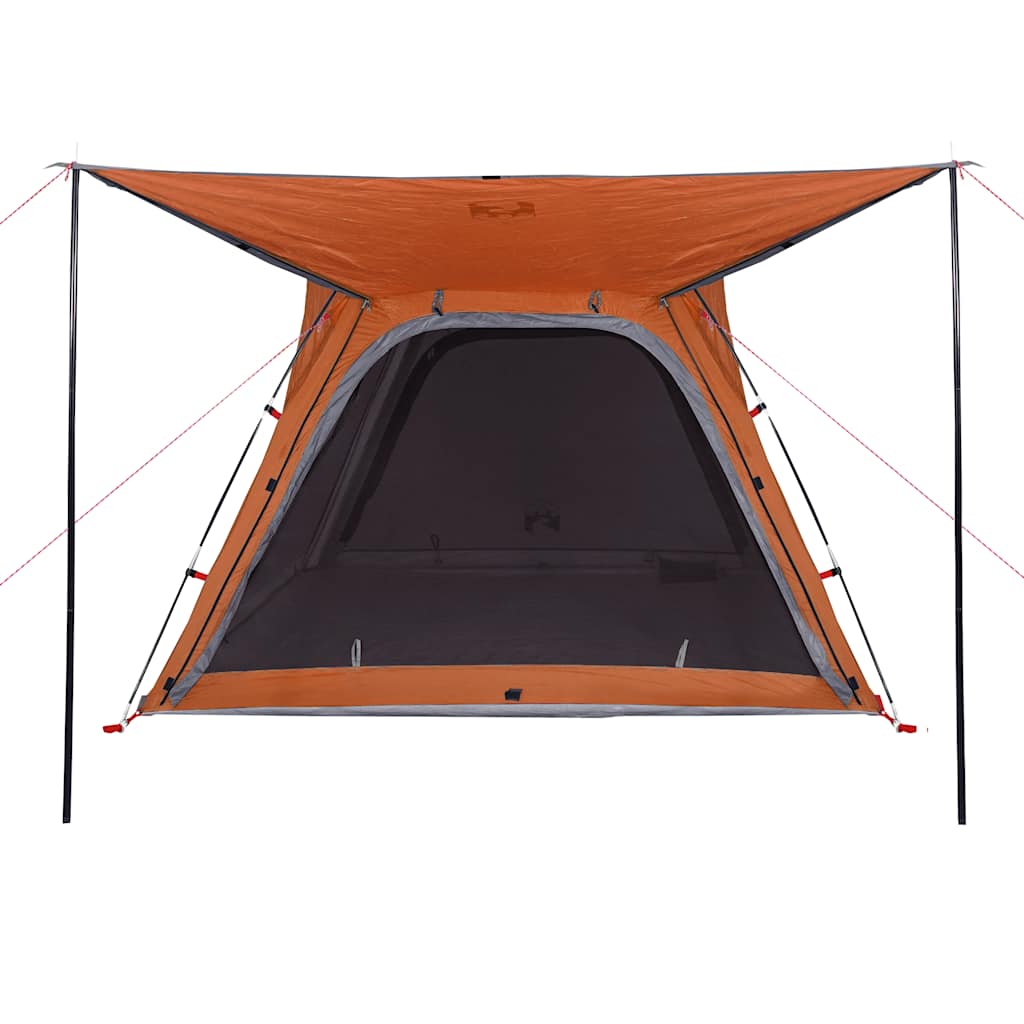 Campingtelt 4 Personer Grå Og Oransje Hurtigutløser Vanntett