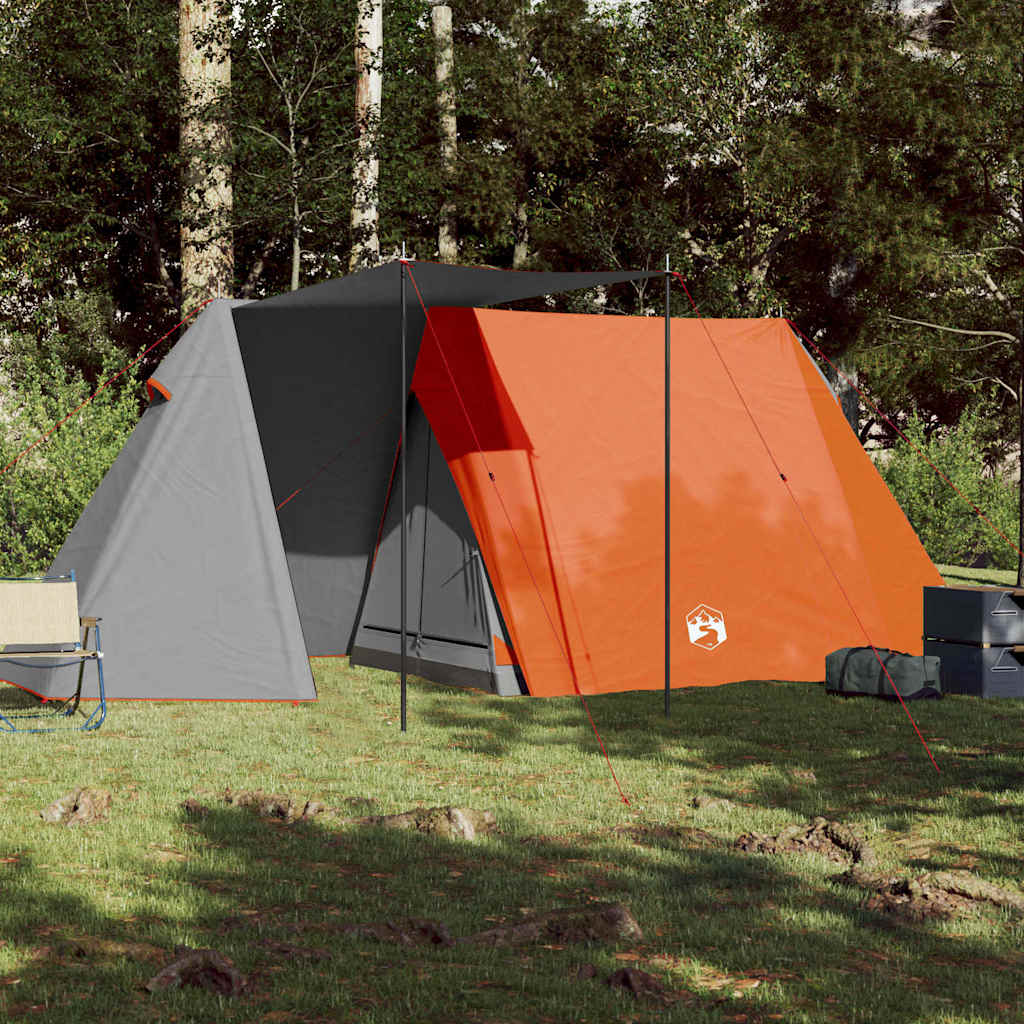 Campingtelt 3 Personer Grå Og Oransje Vanntett