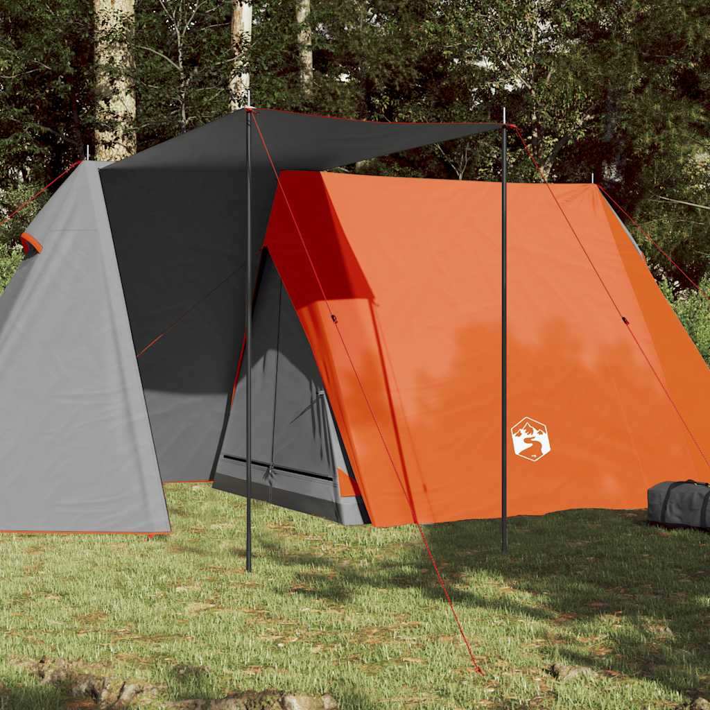 Campingtelt 3 Personer Grå Og Oransje Vanntett
