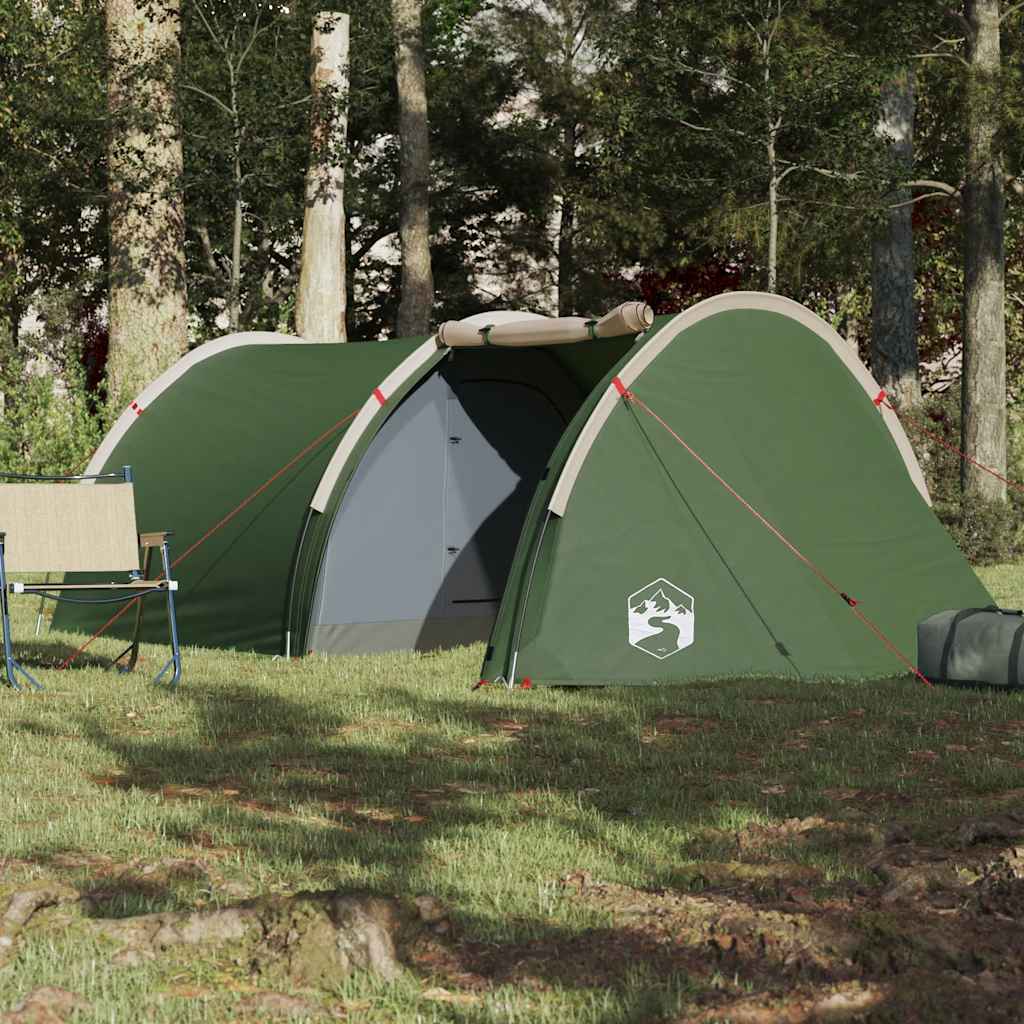 Tunneltelt For Camping 4 Personer Grønn Vanntett