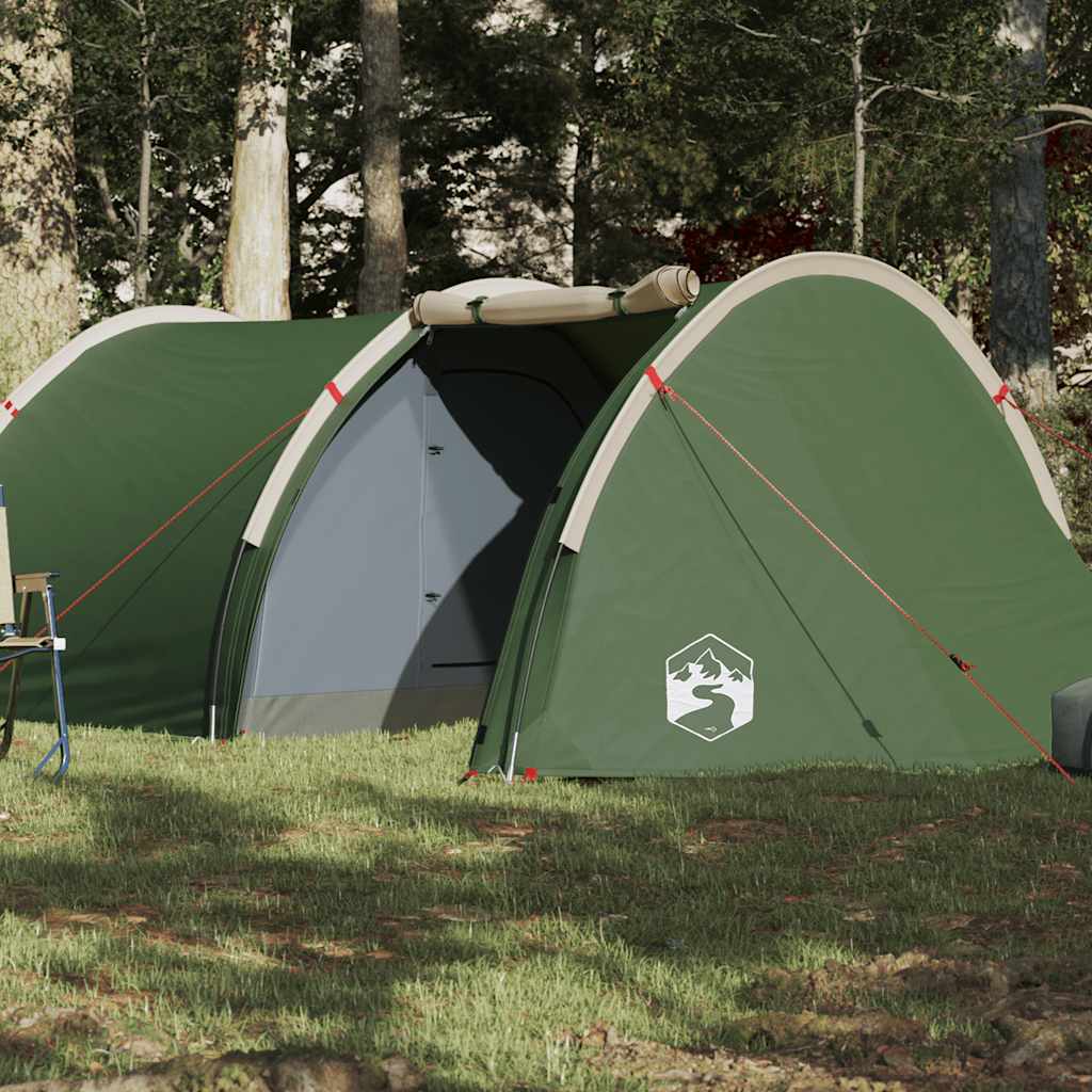 Tunneltelt For Camping 4 Personer Grønn Vanntett