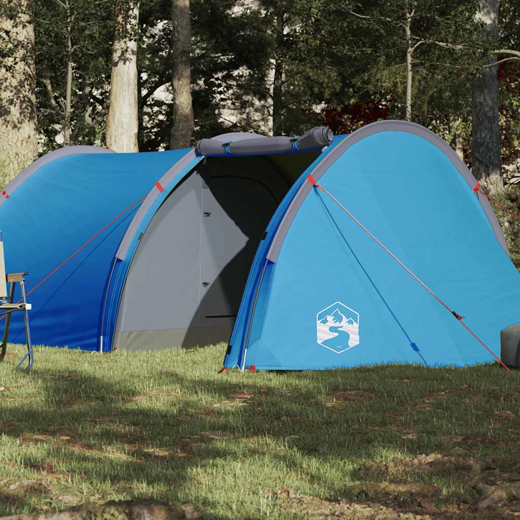 Tunneltelt For Camping 4 Personer Blå Vanntett