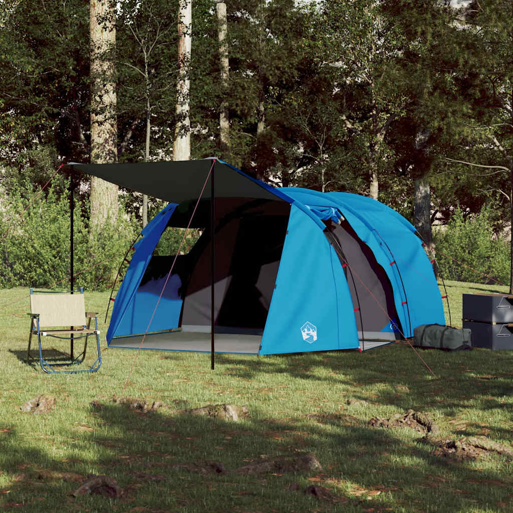 Tunneltelt For Camping 4 Personer Blå Vanntett