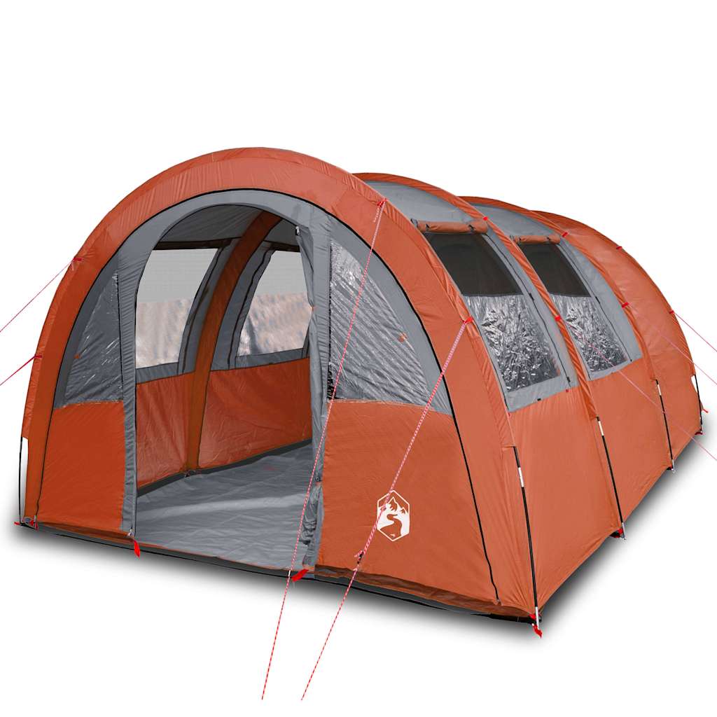 Tunneltelt For Camping 4 Personer Grå Og Oransje Vanntett