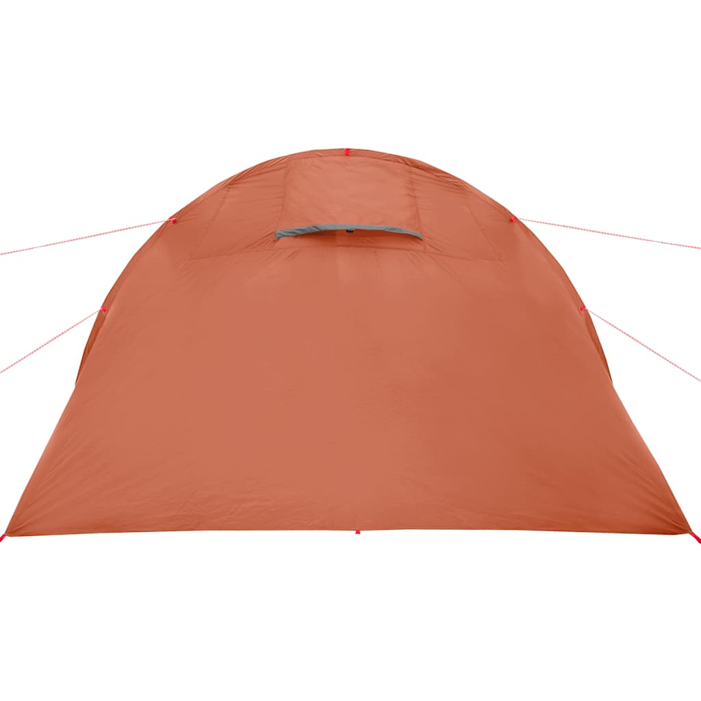 Tunneltelt For Camping 4 Personer Grå Og Oransje Vanntett