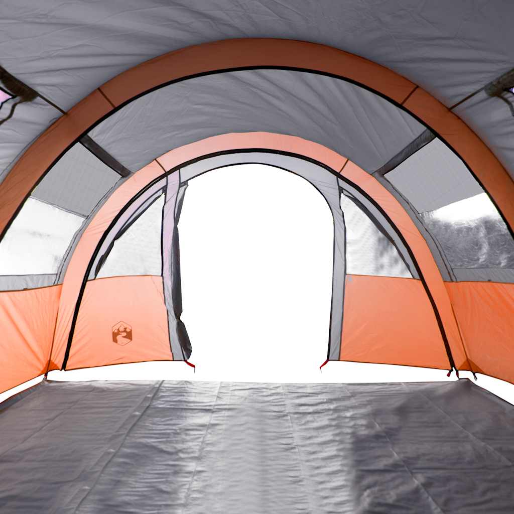 Tunneltelt For Camping 4 Personer Grå Og Oransje Vanntett