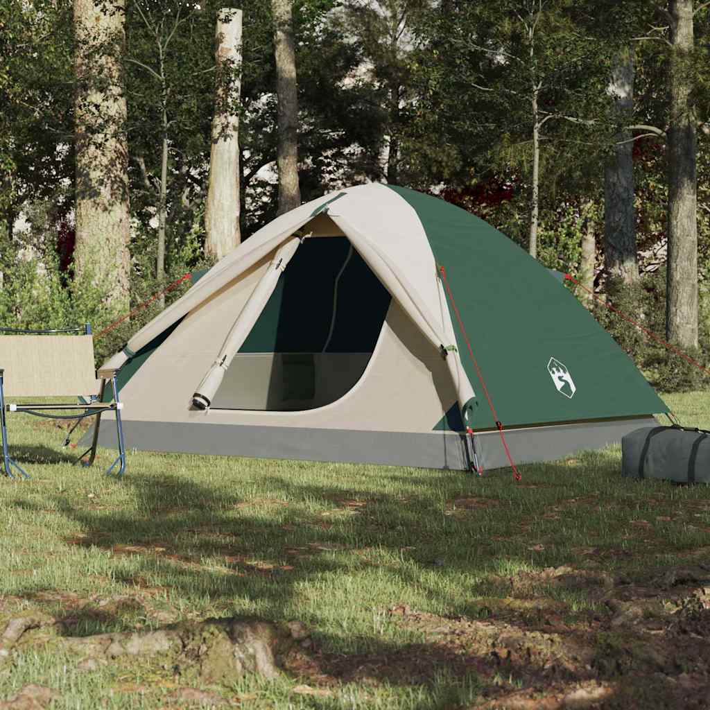 Kuppeltelt For Camping 3 Personer Grønn Vanntett