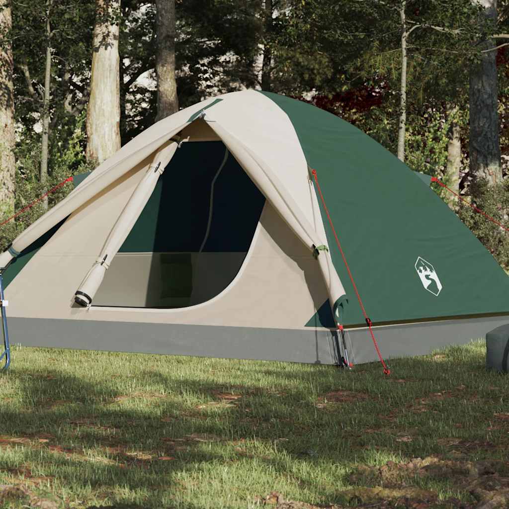 Kuppeltelt For Camping 3 Personer Grønn Vanntett