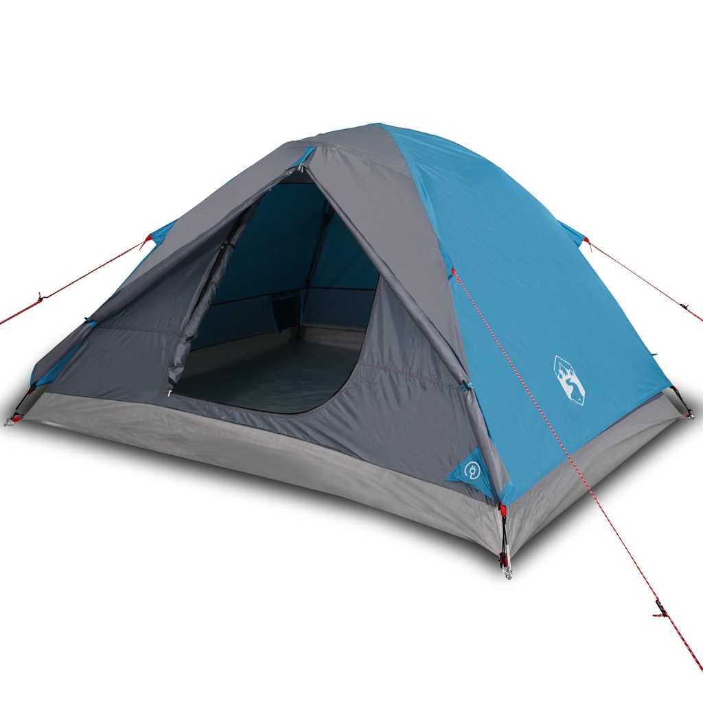 Kuppeltelt For Camping 3 Personer Blå Vanntett
