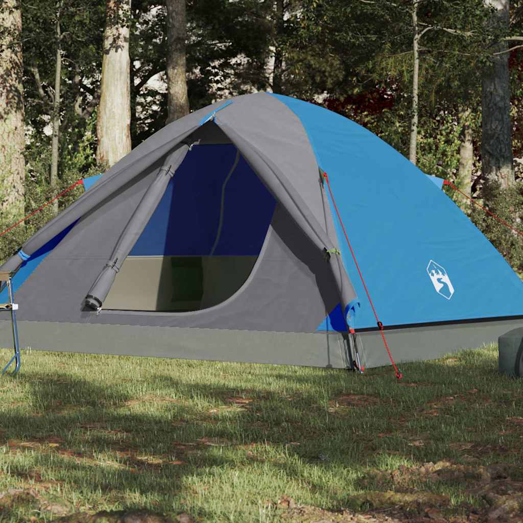 Kuppeltelt For Camping 3 Personer Blå Vanntett