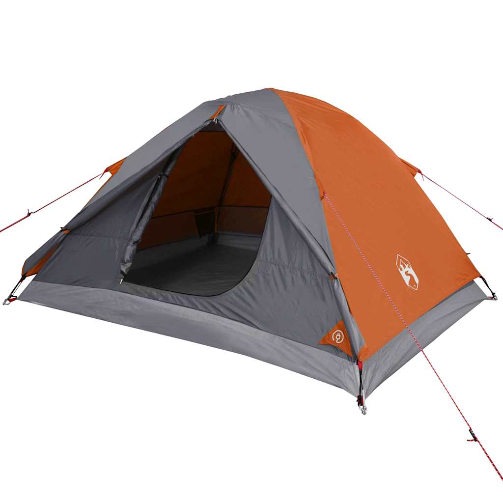 Kuppeltelt For Camping 3 Personer Oransje Vanntett