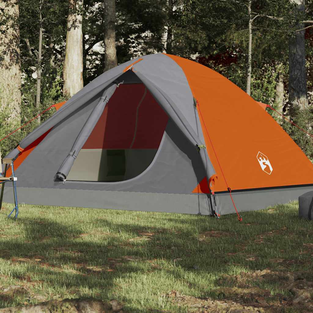 Kuppeltelt For Camping 3 Personer Oransje Vanntett