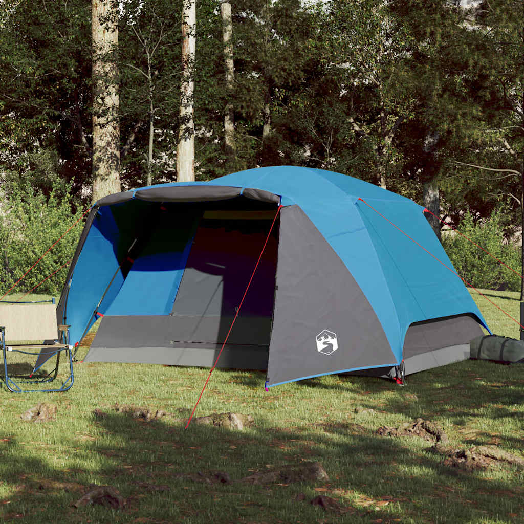 Campingtelt Med Veranda 4 Personer Blå Vanntett
