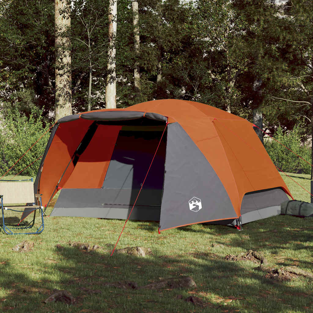 Campingtelt Med Veranda 4 Personer Oransje Vanntett