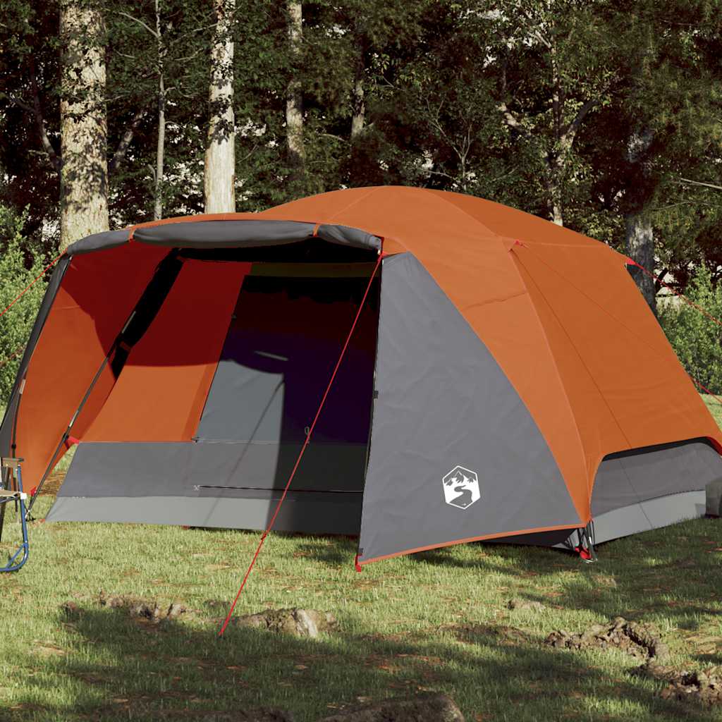 Campingtelt Med Veranda 4 Personer Oransje Vanntett