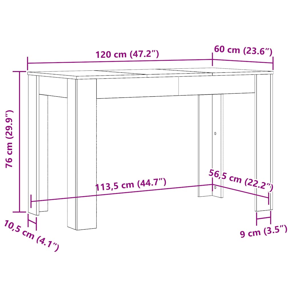 Spisebord Brun Eik 120X60X76 Cm Konstruert Tre