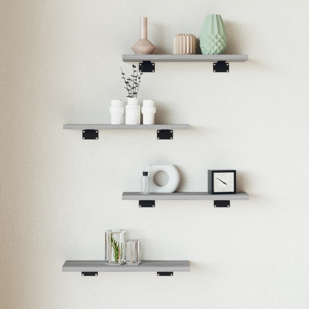Vegghyller 4 Stk Grå Sonoma 40X10X1,5 Cm Konstruert Tre