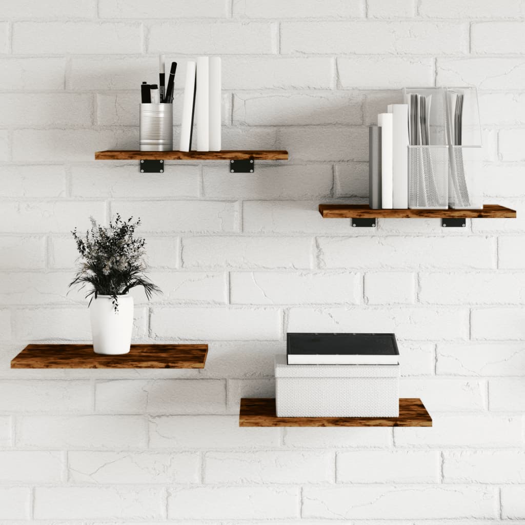 Vegghyller 4 Stk Røkt Eik 40X30X1,5 Cm Konstruert Tre
