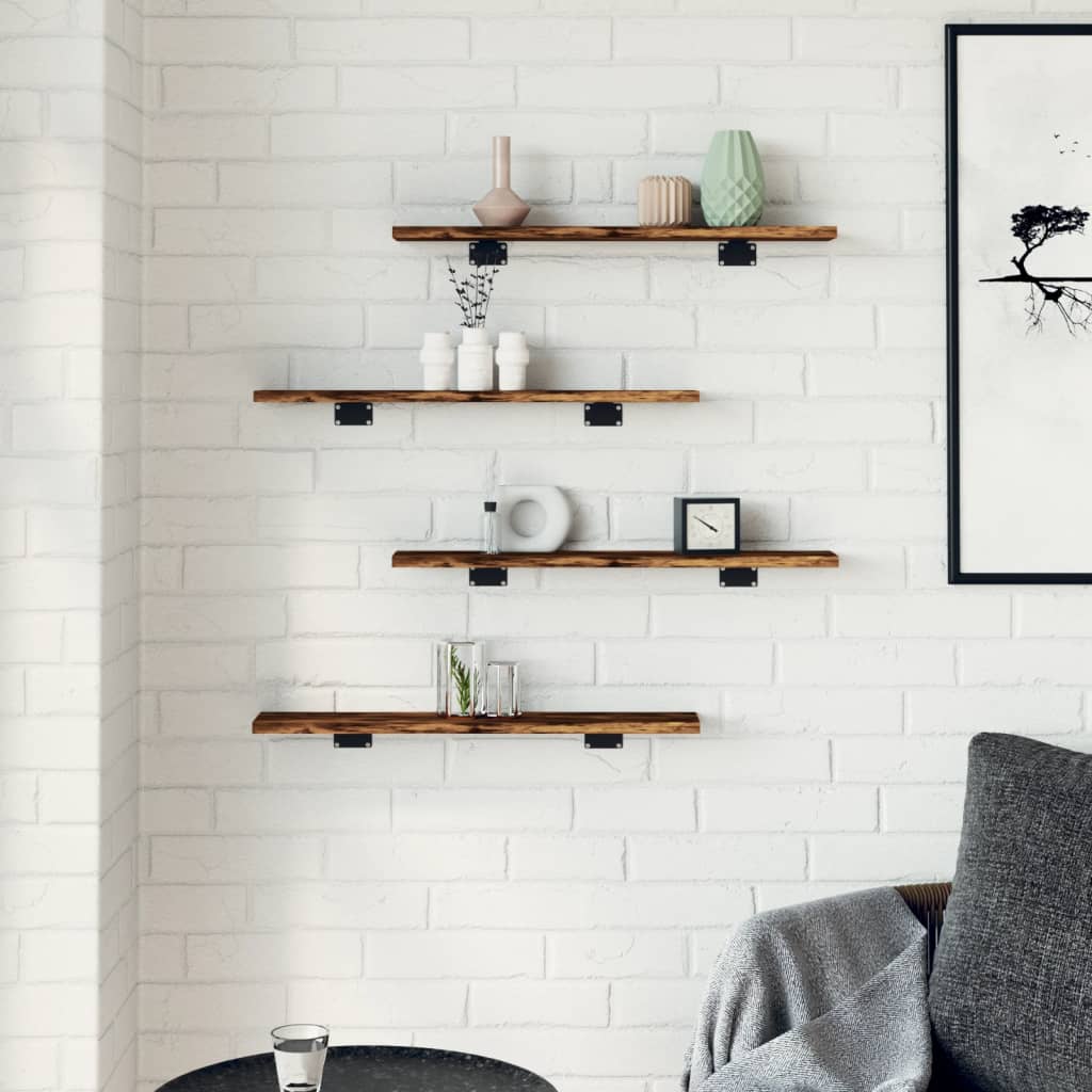 Vegghyller 4 Stk Røkt Eik 60X10X1,5 Cm Konstruert Tre