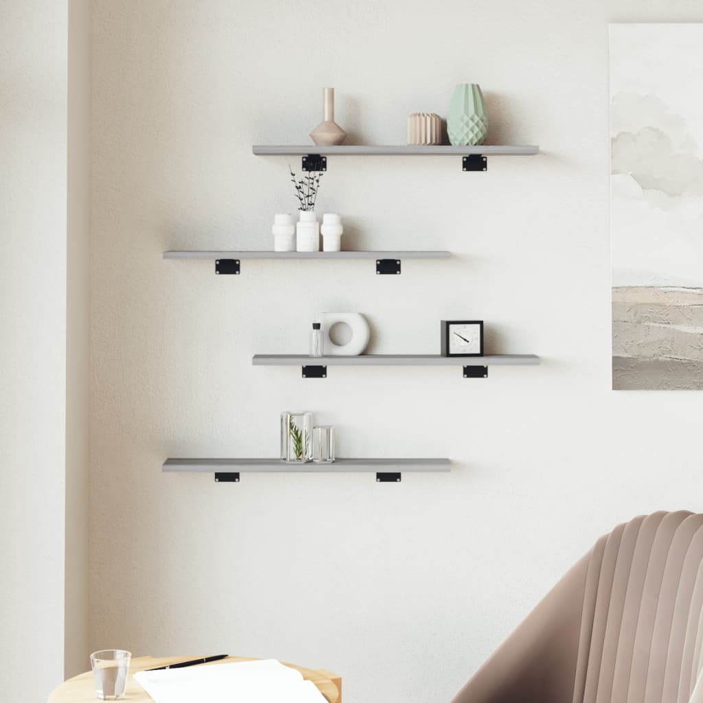 Vegghyller 4 Stk Grå Sonoma 60X10X1,5 Cm Konstruert Tre