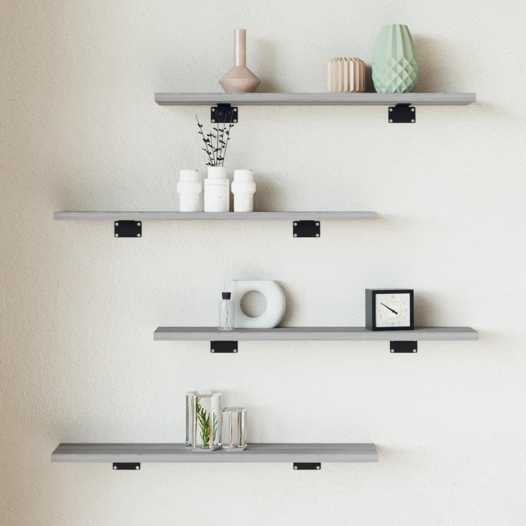 Vegghyller 4 Stk Grå Sonoma 60X10X1,5 Cm Konstruert Tre