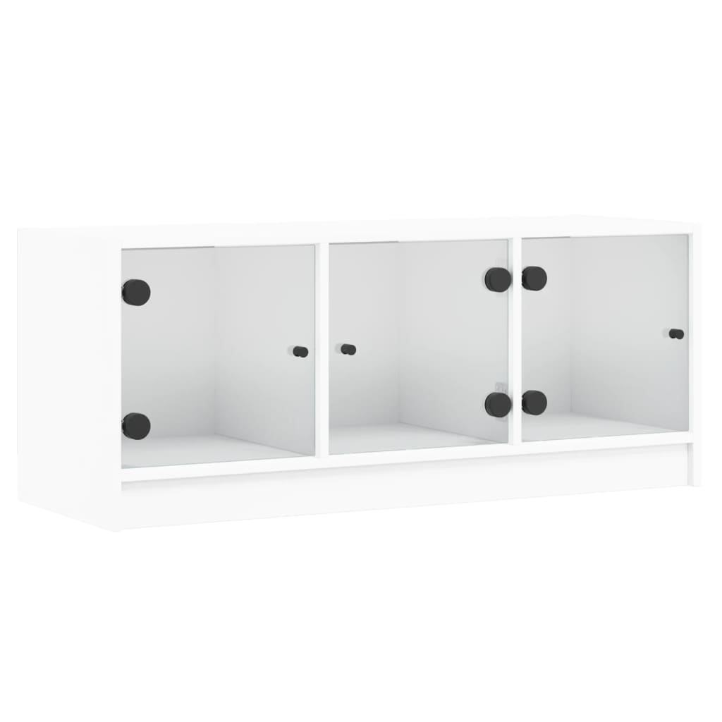 Tv-Benk Med Dør Hvit 102X37X42 Cm
