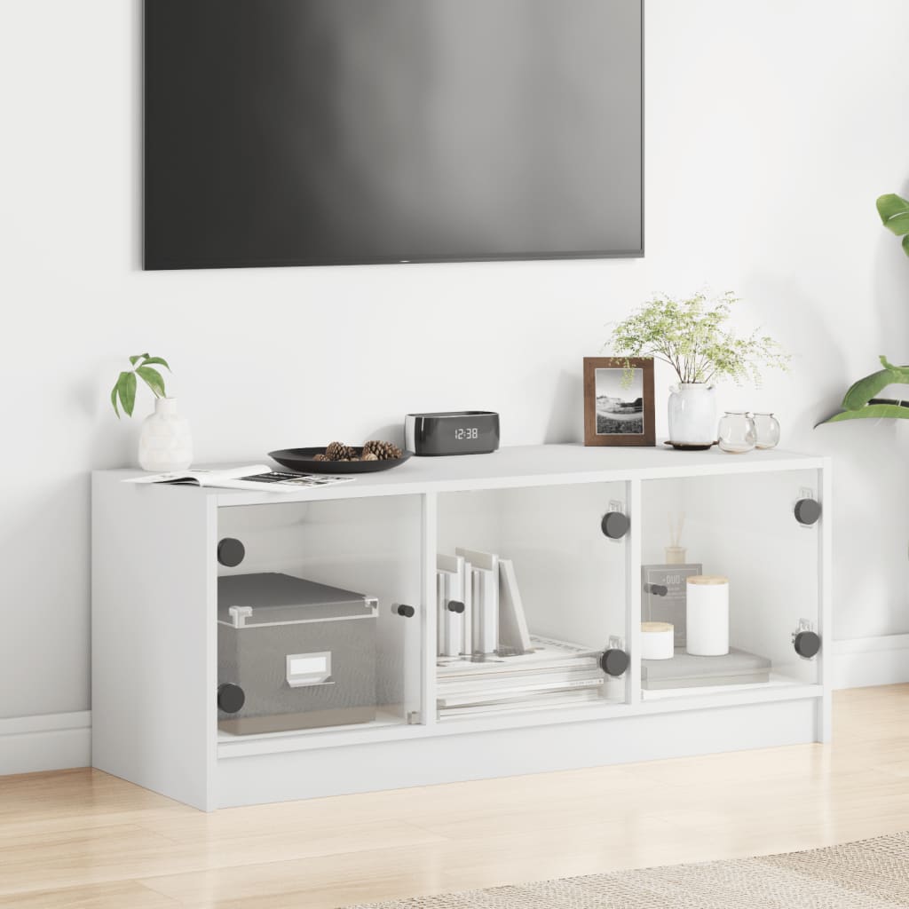 Tv-Benk Med Dør Hvit 102X37X42 Cm