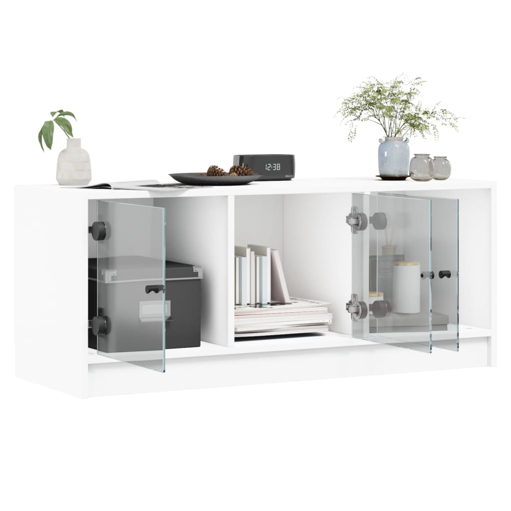 Tv-Benk Med Dør Hvit 102X37X42 Cm