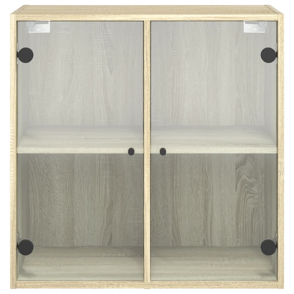 Sideskap Med Glassdører Sonoma Eik 68X37X68,5 Cm