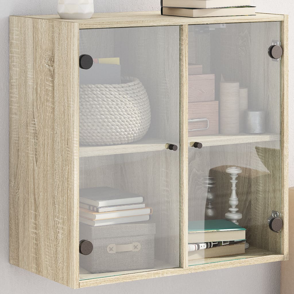 Sideskap Med Glassdører Sonoma Eik 68X37X68,5 Cm