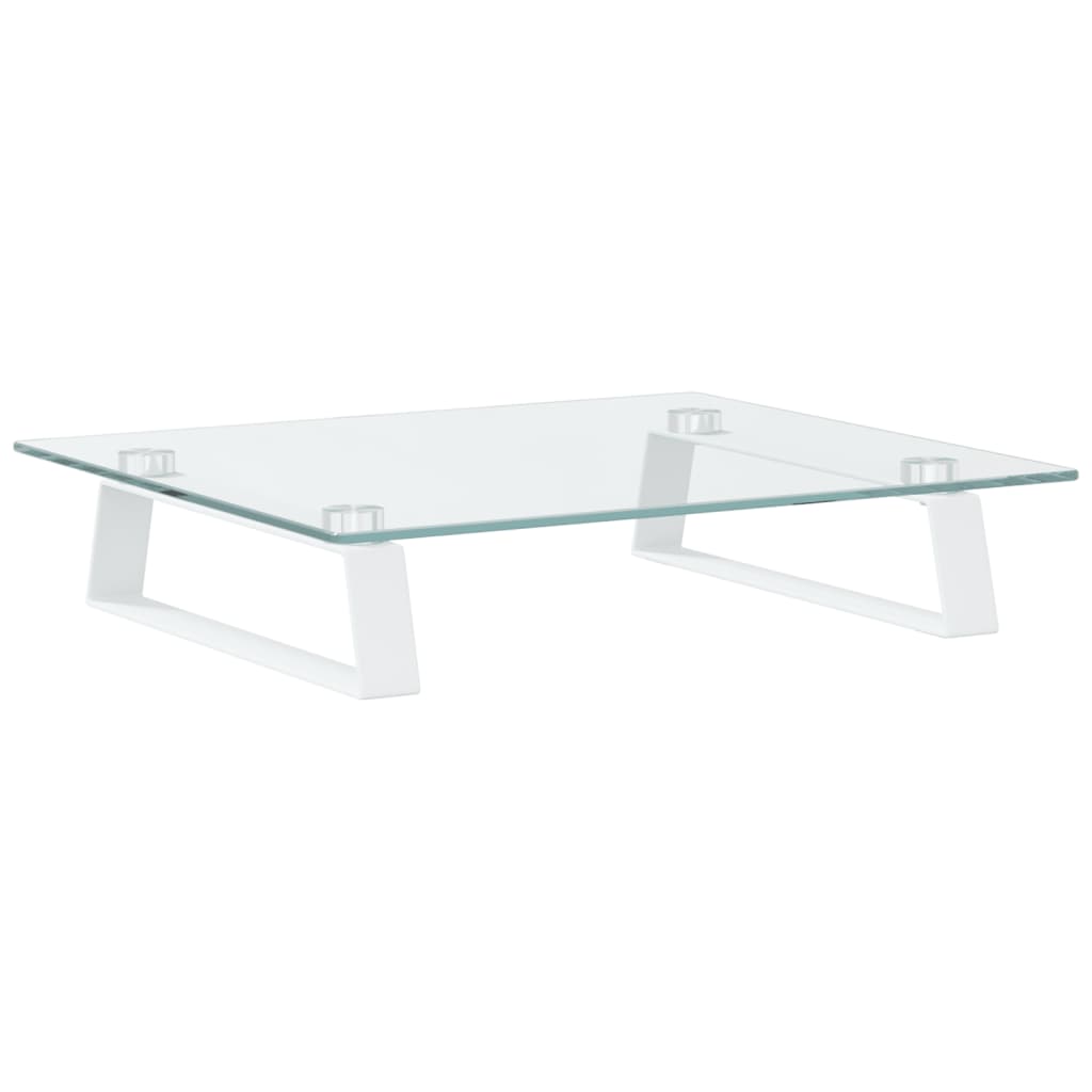 Skjermstativ Hvit 40X35X8 Cm Herdet Glass Og Metall