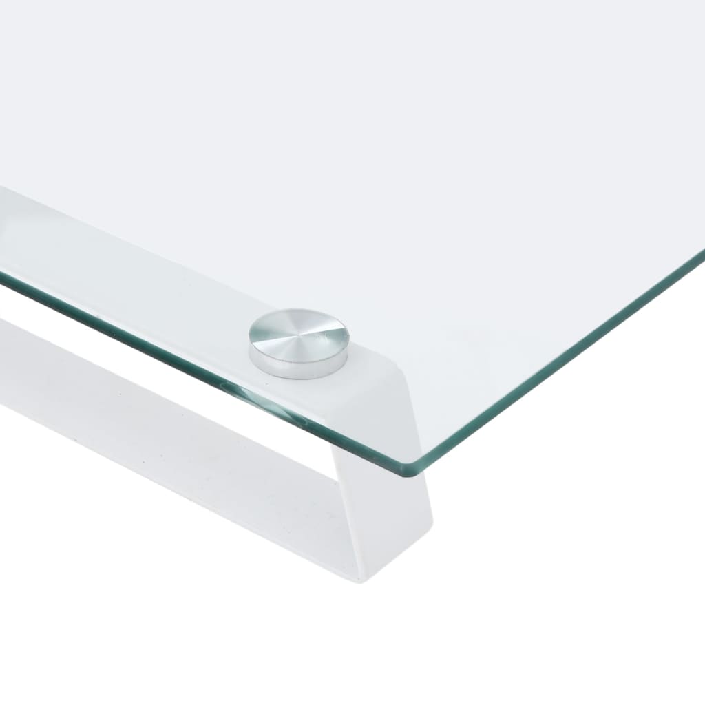 Skjermstativ Hvit 40X35X8 Cm Herdet Glass Og Metall