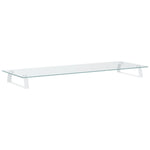 Skjermstativ Hvit 100X35X8 Cm Herdet Glass Og Metall