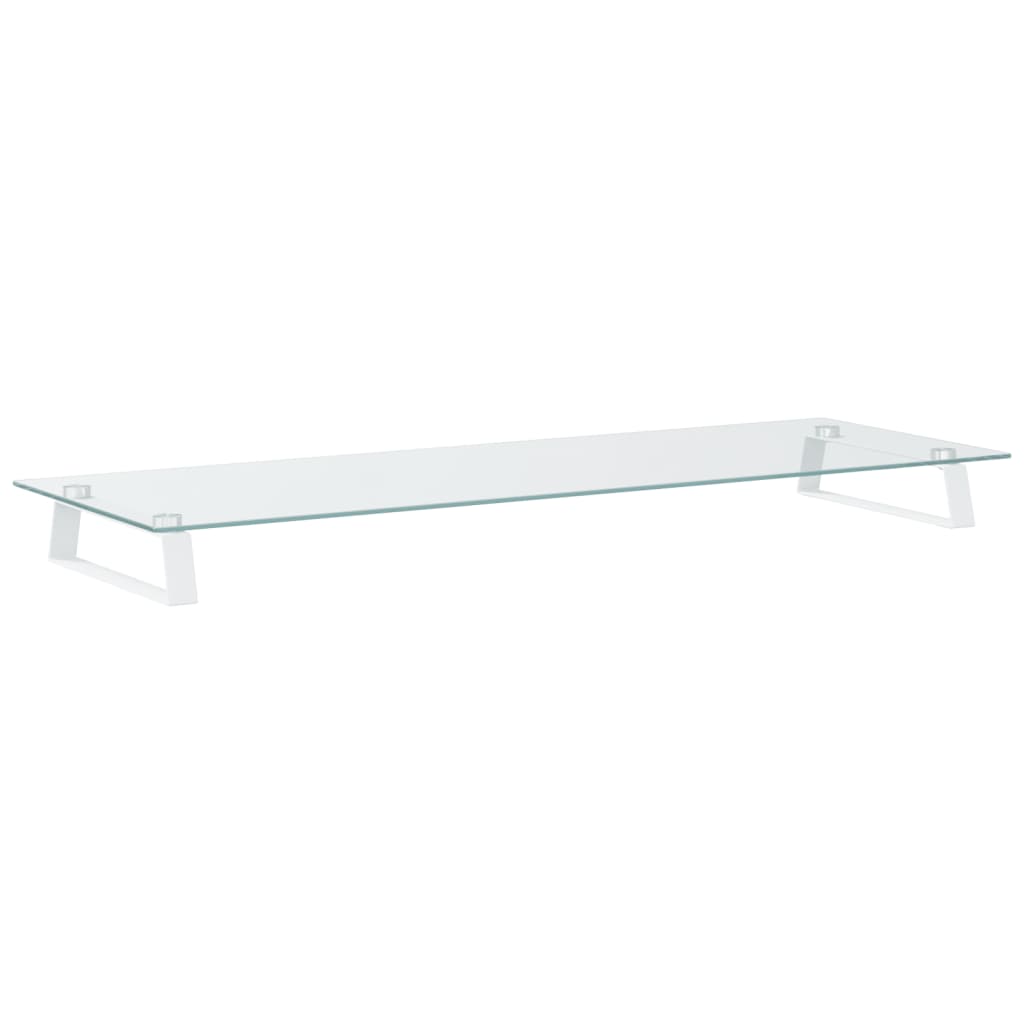 Skjermstativ Hvit 100X35X8 Cm Herdet Glass Og Metall