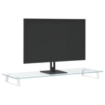 Skjermstativ Hvit 100X35X8 Cm Herdet Glass Og Metall